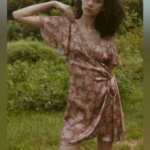 Urban Outfitters Dress Forum Satin Wrap Mini Dress